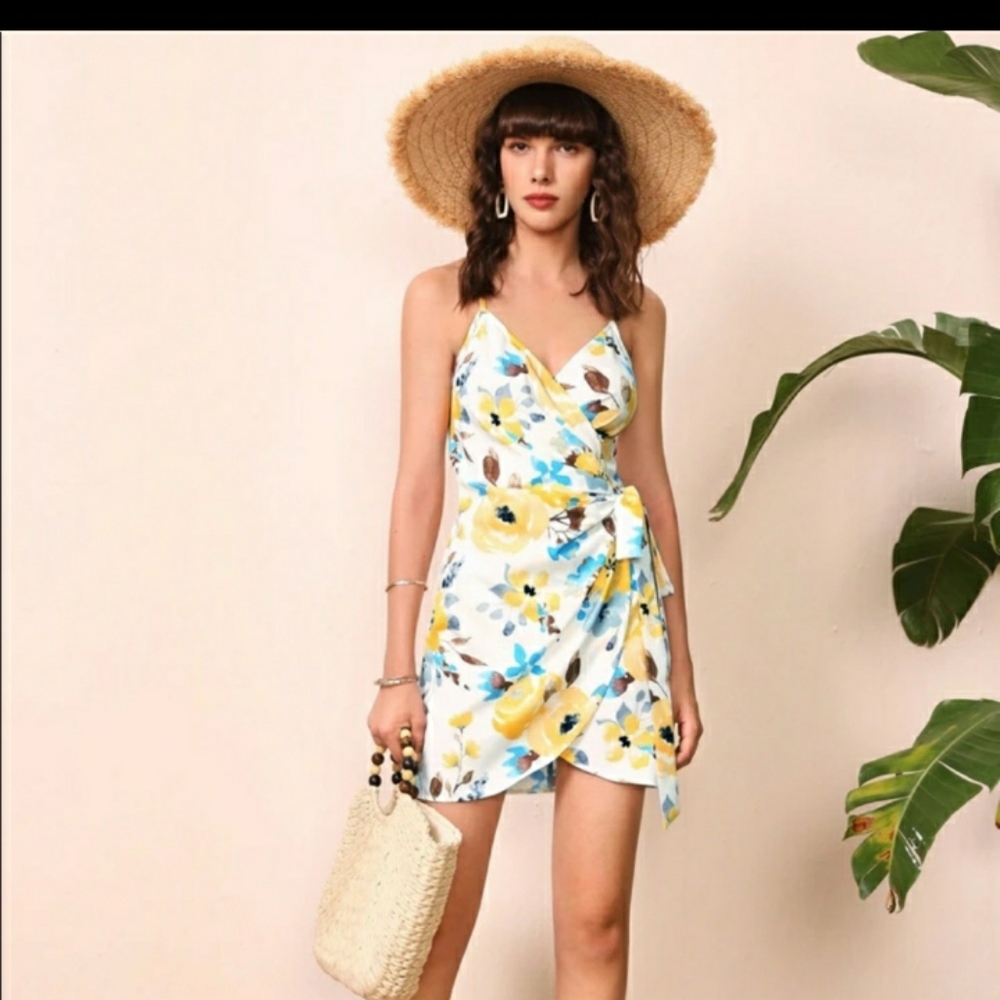 Floral wrap style dress